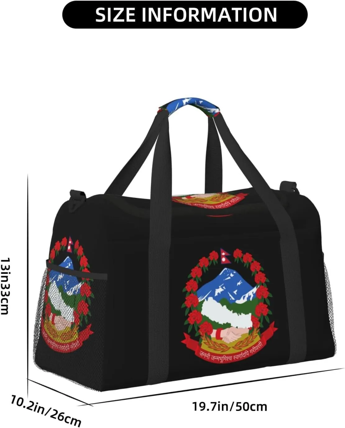 National Emblem Of Nepal Travel Duffel Bag Large Foldable Waterproof Overnight Bag For Beach Swim Bags Pool Sports Gym