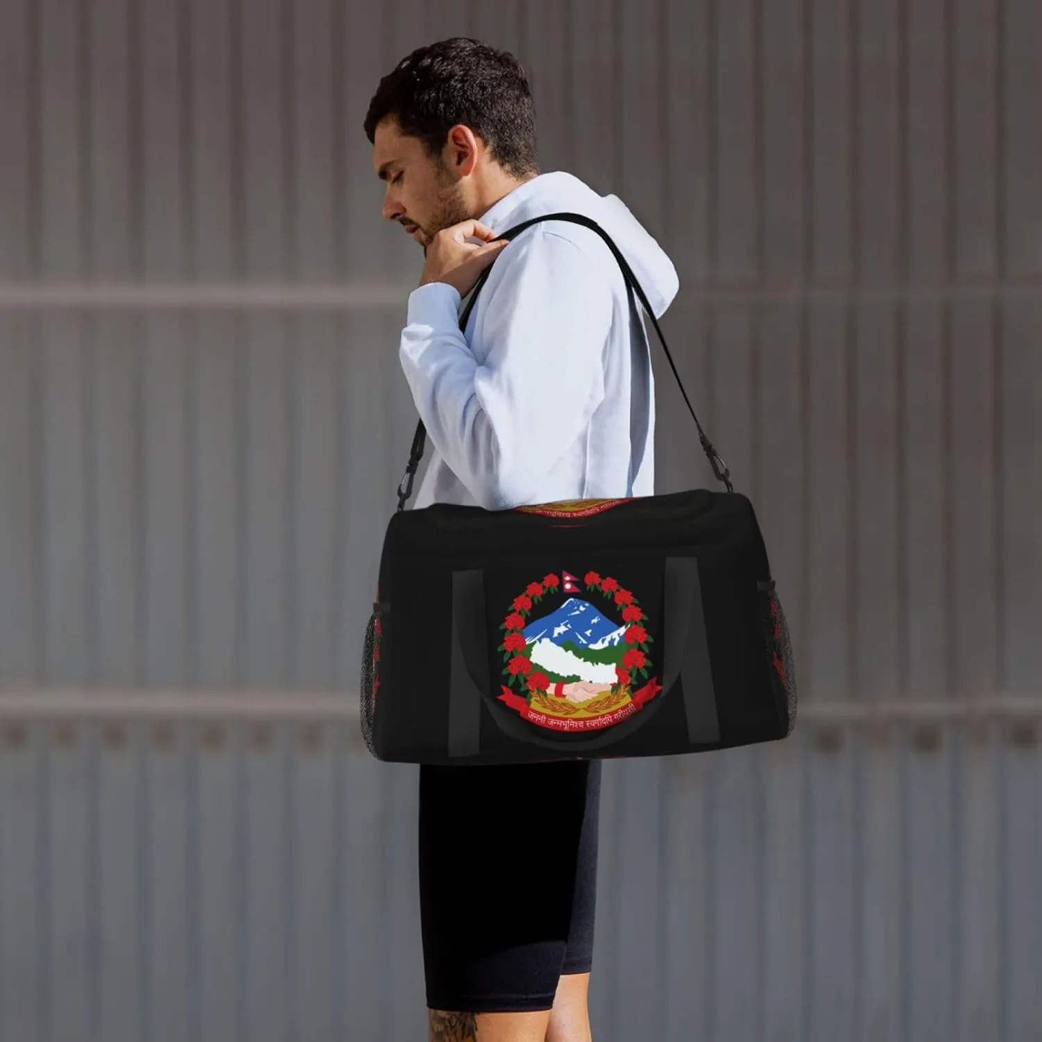 National Emblem Of Nepal Travel Duffel Bag Large Foldable Waterproof Overnight Bag For Beach Swim Bags Pool Sports Gym