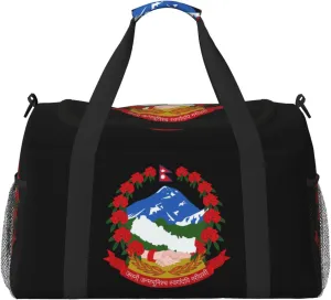 National Emblem Of Nepal Travel Duffel Bag Large Foldable Waterproof Overnight Bag For Beach Swim Bags Pool Sports Gym