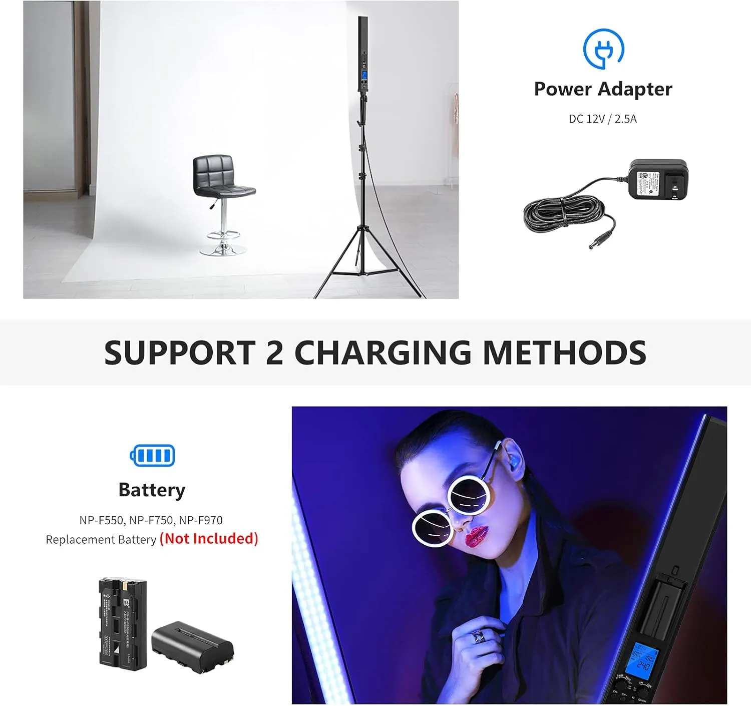 Neewer 2-Pack RGB LED Light Stick Kit, 21W Dimmable 3200K~5600K Bi-Color Handheld Light with 2.4G Remote/360° Full Color/CRI 95 /10 Scenes/Stand/Bag for YouTube and Studio Photography