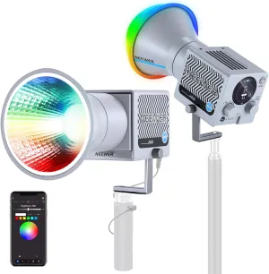 NEEWER 60W Portable RGB LED Video Light Handheld Fill Light, APP/2.4G/Panel Control 18 Scenes 8700Lux/1m 2700-6500K CRI97  Dimmable COB Continuous Output Lighting for Video Recording Streaming, HS60C