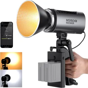 NEEWER MS150B 130W Bi Color LED Video Light, Mini COB Portable Photography Lighting with App Control,2.4G Mode, Bowens Mount Continuous Output Lighting, 200000 lux/0.5m, 2700K-6500K, CRI97 , 12 Scenes