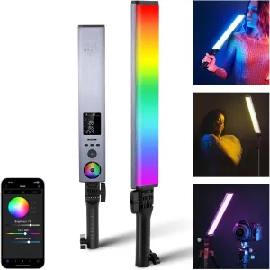 NEEWER RGB Light Wand with 2.4G/APP Control, Upgraded 360° Touchable RGBWW Hue Mixer Photography Handheld LED Video Lighting Stick with 2500K-10000K, CRI/TLCI97 , 18 Scenes, 7.4V/31Wh Battery, BH-30S