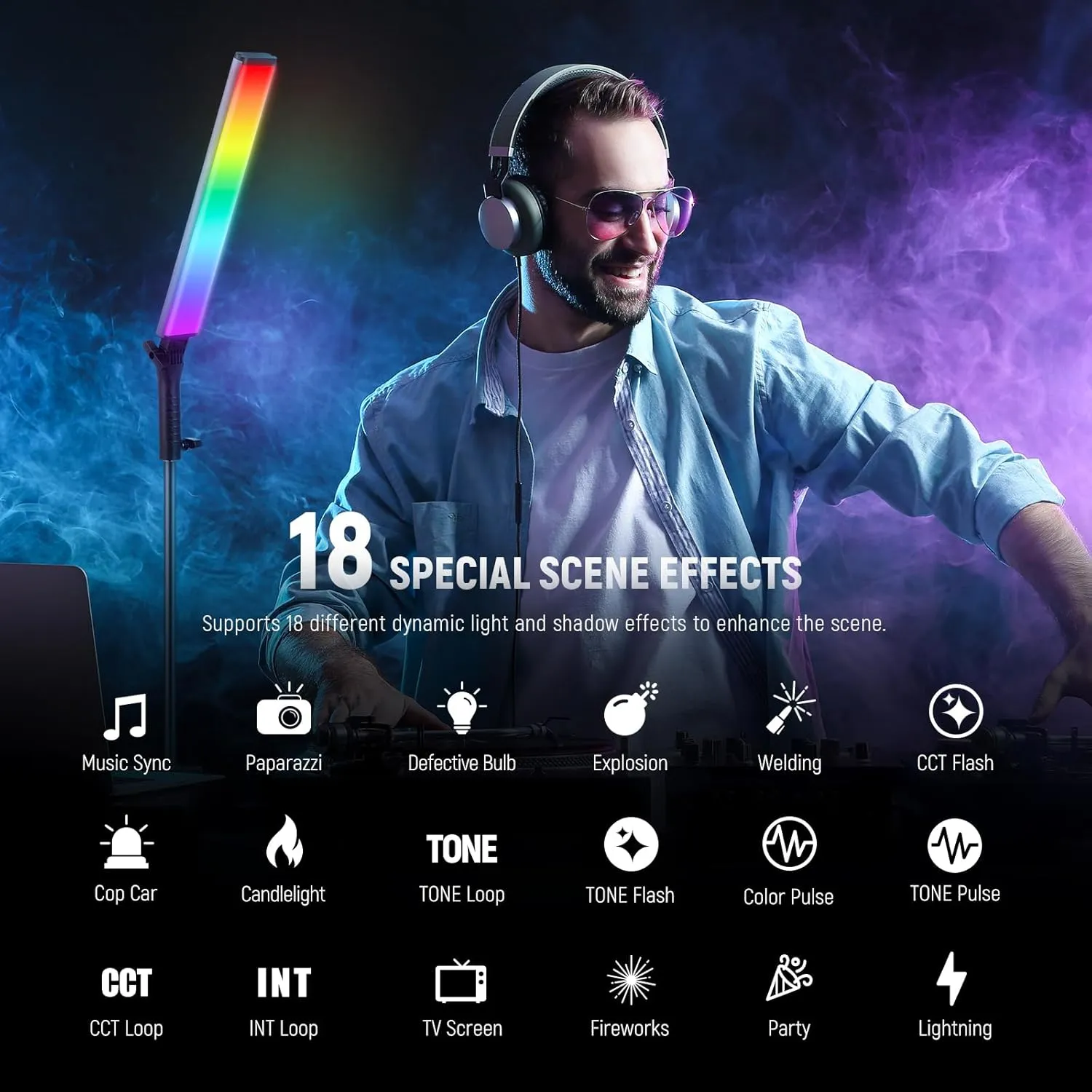 NEEWER RGB Light Wand with 2.4G/APP Control, Upgraded 360° Touchable RGBWW Hue Mixer Photography Handheld LED Video Lighting Stick with 2500K-10000K, CRI/TLCI97 , 18 Scenes, 7.4V/31Wh Battery, BH-30S