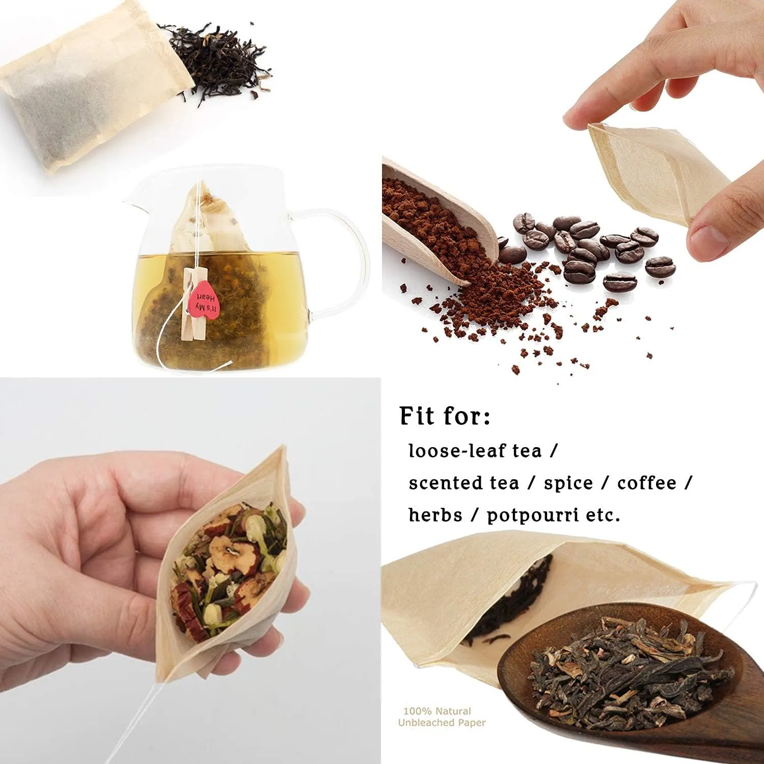 NEPAK 600 Pcs Disposable Tea Bags with Drawstring,Tea Filter Bags,Empty Tea Bags for Loose Leaf Tea(2.36 x 3.15 inch)