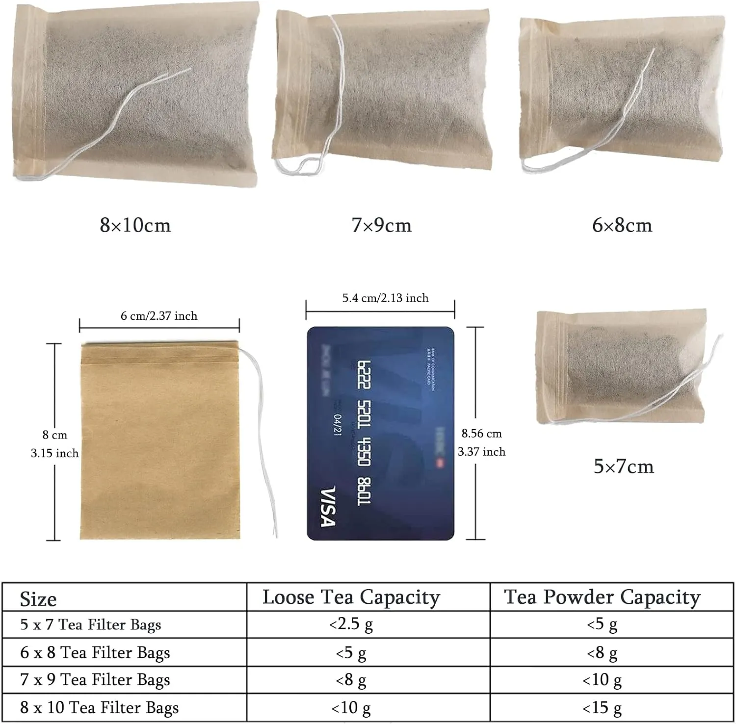 NEPAK 600 Pcs Disposable Tea Bags with Drawstring,Tea Filter Bags,Empty Tea Bags for Loose Leaf Tea(2.36 x 3.15 inch)