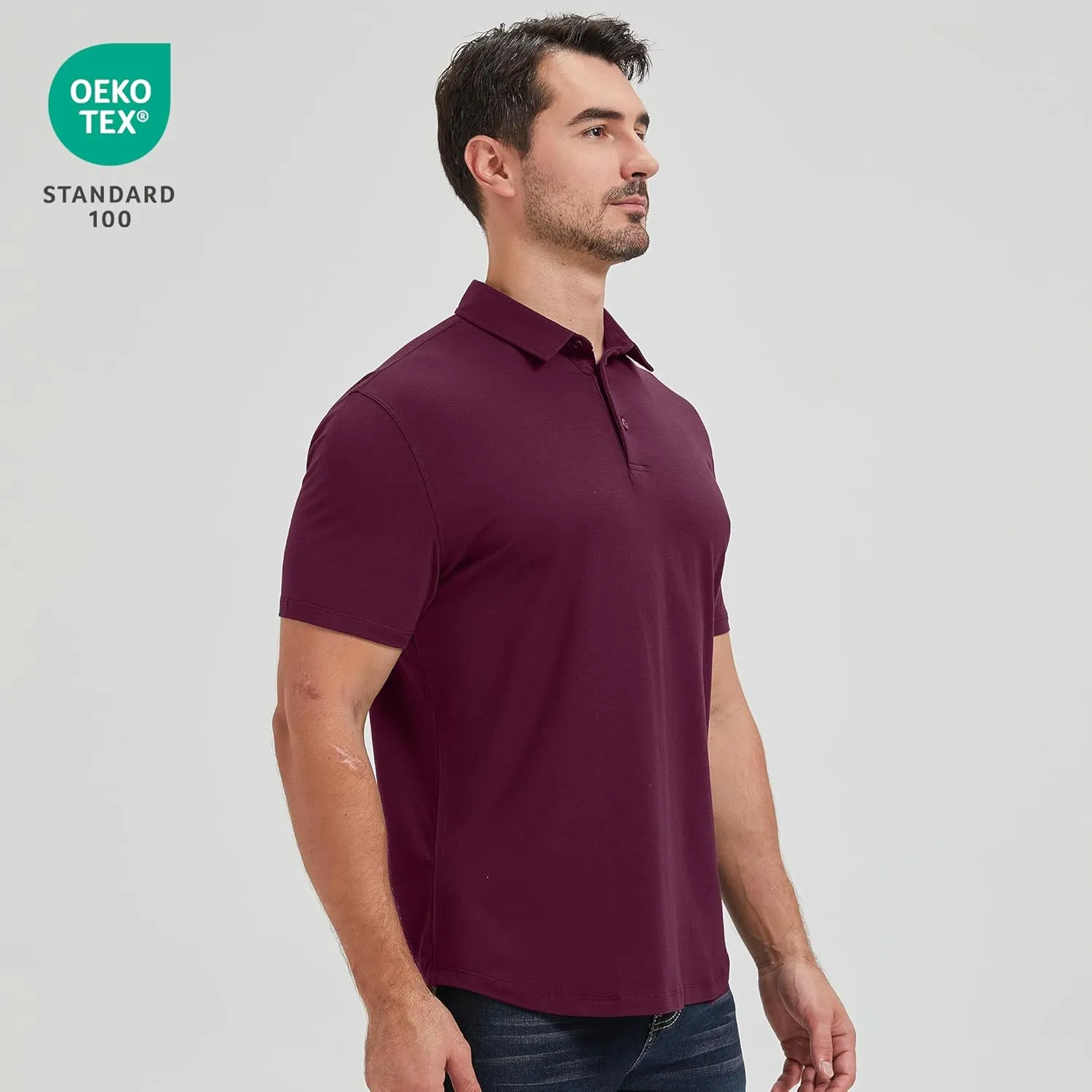 netdraw Mens Lightweight Bamboo Viscose Polo Ultra Soft Curved Hem UPF 50  Casual Collared Golf Shirt