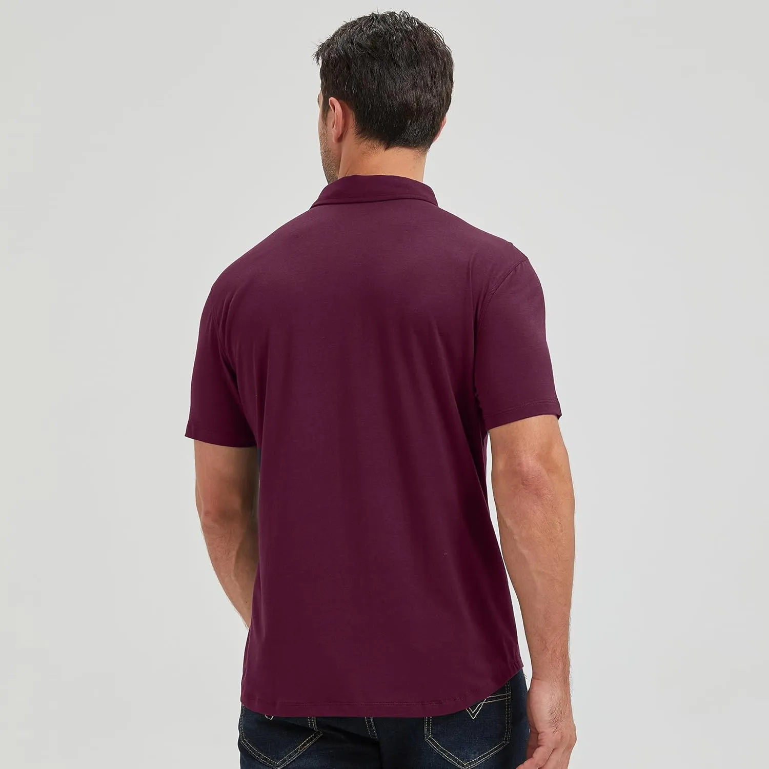 netdraw Mens Lightweight Bamboo Viscose Polo Ultra Soft Curved Hem UPF 50  Casual Collared Golf Shirt