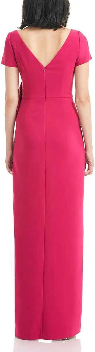 New York Womens Cascade Ruffle Column Evening Dress