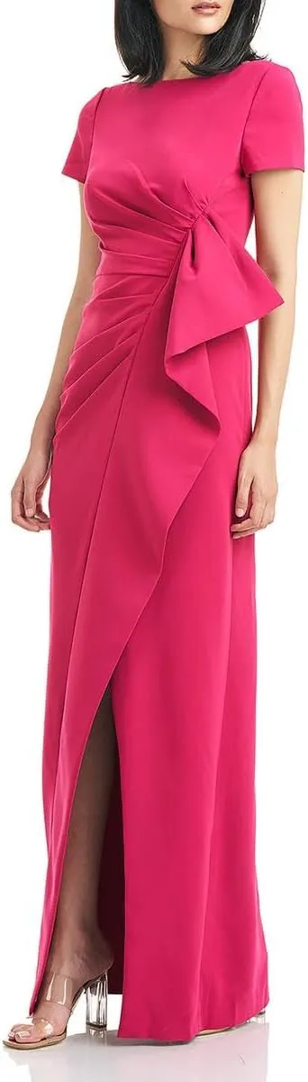 New York Womens Cascade Ruffle Column Evening Dress