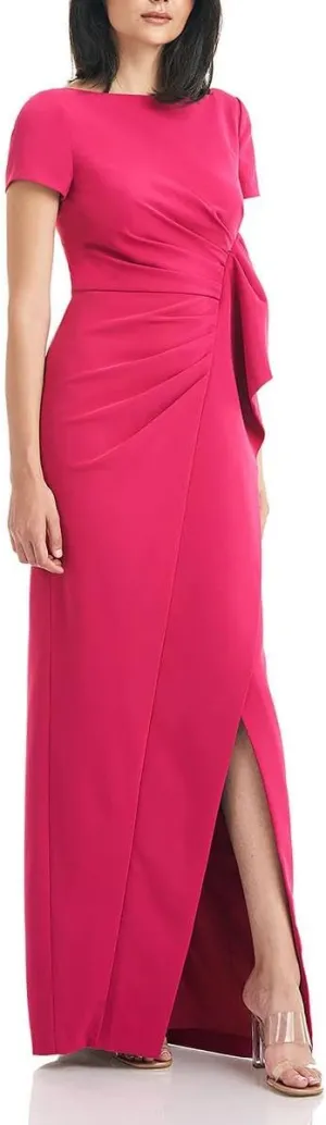 New York Womens Cascade Ruffle Column Evening Dress