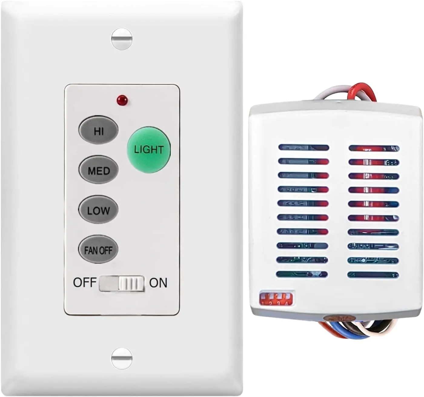 Nexete Universal Ceiling Fan Remote Control Kit,3 Fan Speed, Light Dimmer,Small Size Receiver & Wall Remote Control Replacement for Hampton Bay Harbor Breeze Hunter (Remote & Mini Receiver)