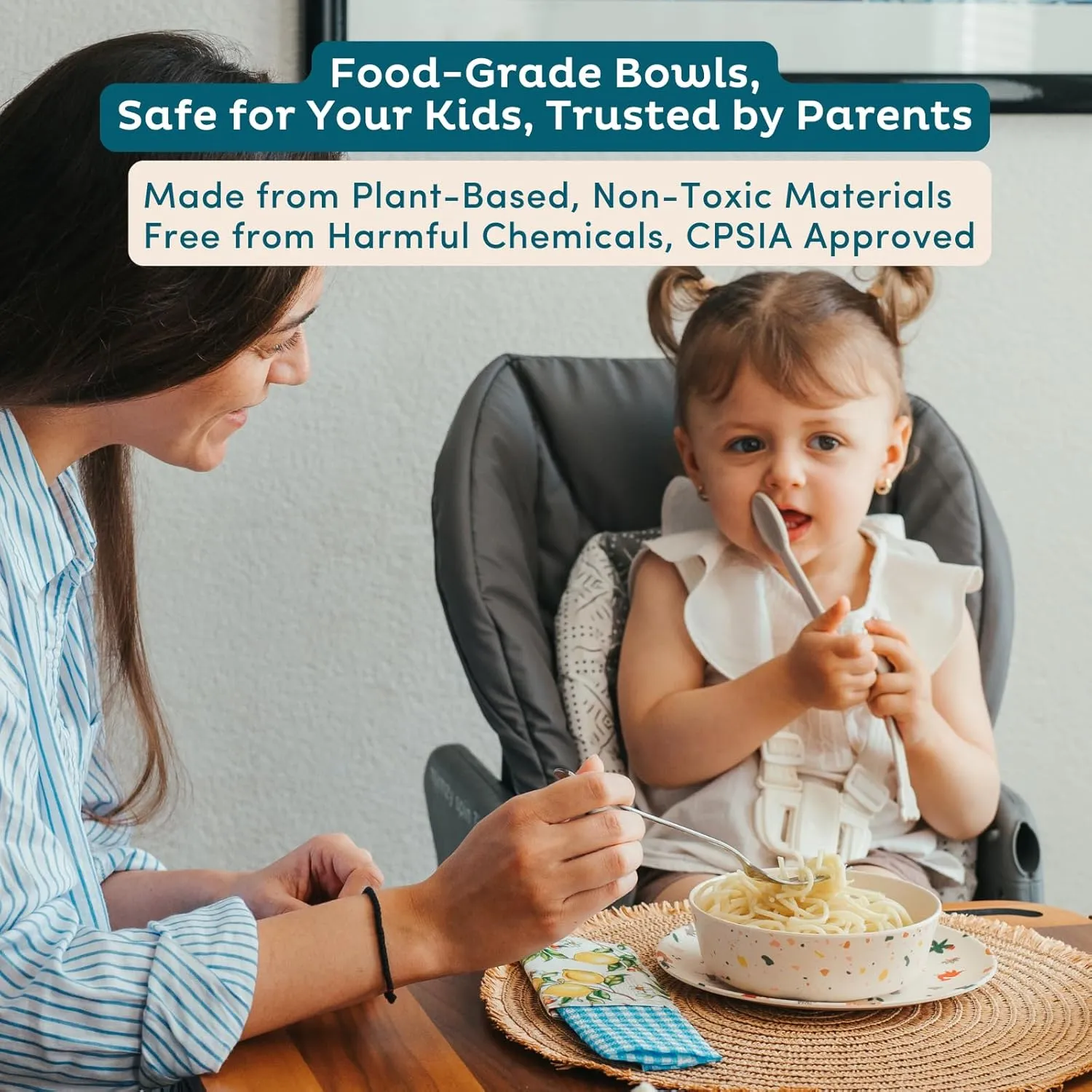 Nook Theory 4 Pack Bamboo Bowls - 18 Oz Reusable Toddler and Kids Bowl, Dishwasher Safe - Not Microwavable Bamboo Dishes (Wildflower)
