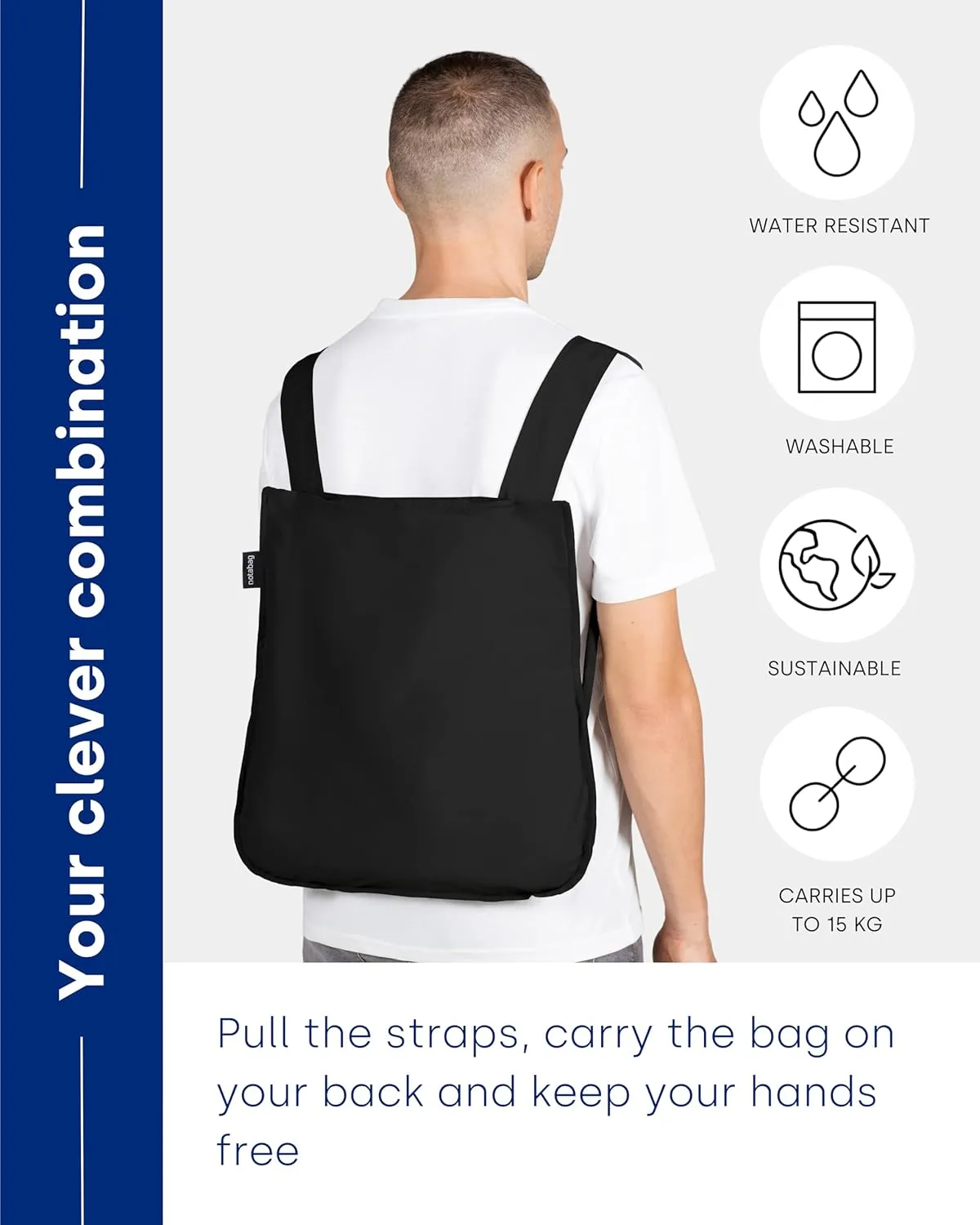 Notabag – 2 in 1 Backpack and Bag – Backpack waterproof – reusable grocery bags foldable