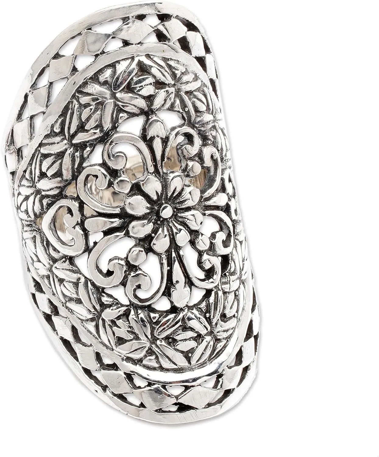 NOVICA Artisan Handmade .925 Sterling Silver Cocktail Ring Flower Indonesia Floral 'Basket of Blooms'