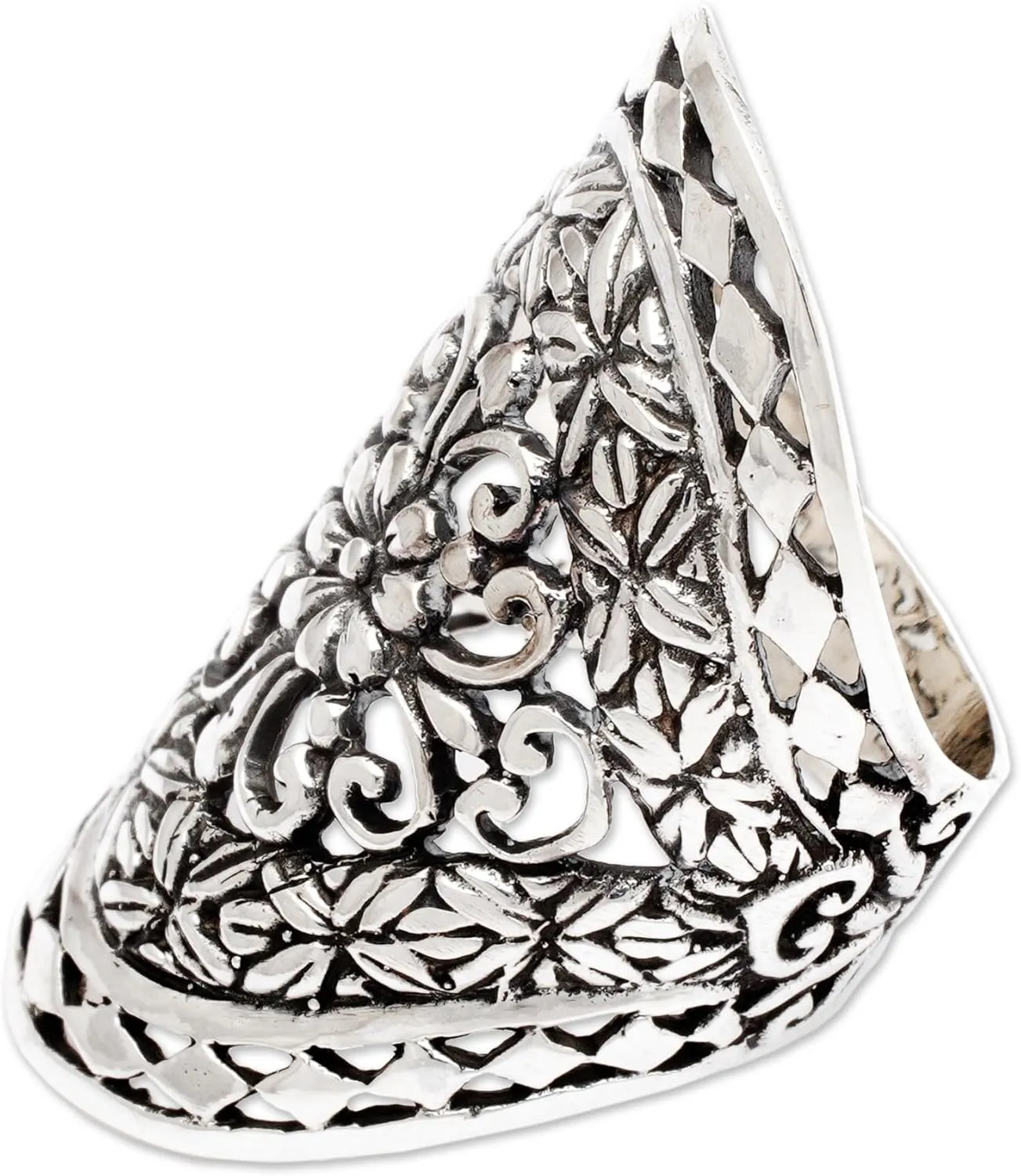 NOVICA Artisan Handmade .925 Sterling Silver Cocktail Ring Flower Indonesia Floral 'Basket of Blooms'