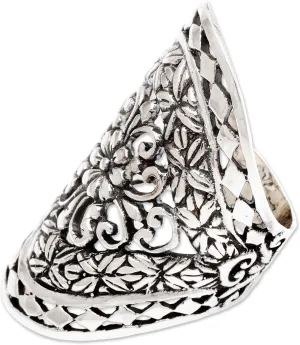 NOVICA Artisan Handmade .925 Sterling Silver Cocktail Ring Flower Indonesia Floral 'Basket of Blooms'