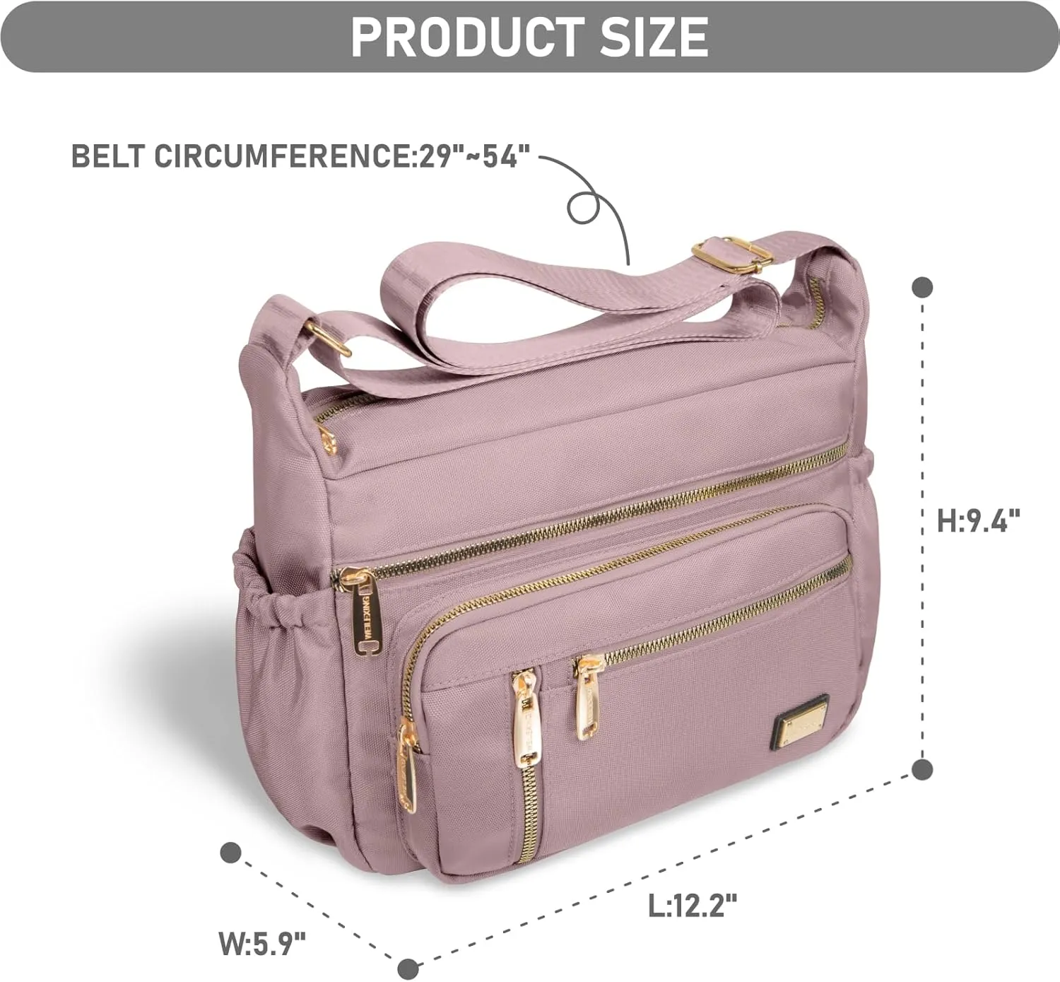 NPBAG Crossbody Bag for Women, Shoulder Purse Handbag Messenger Bag, Trendy Pocketbooks, Waterproof and Multi-Pockets
