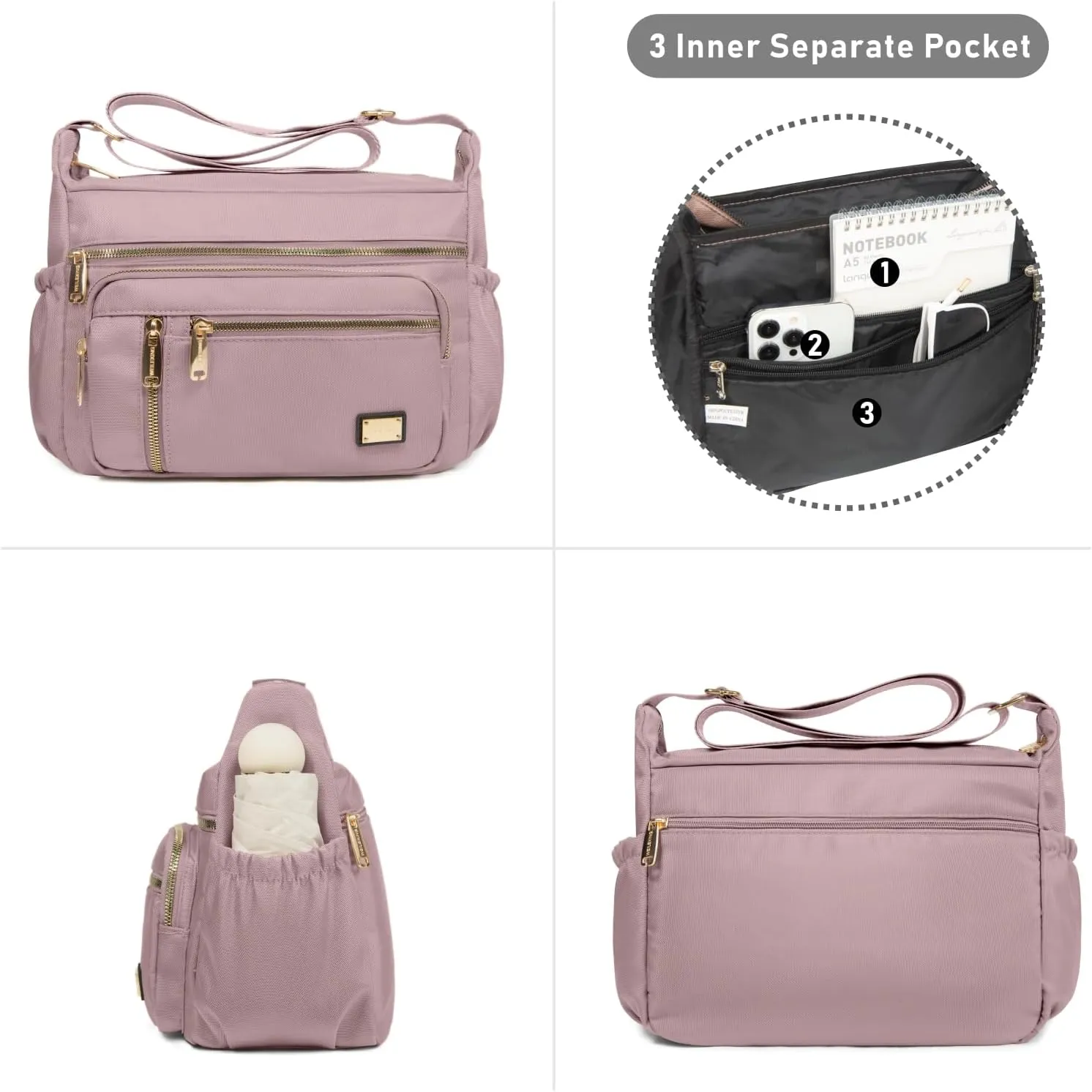 NPBAG Crossbody Bag for Women, Shoulder Purse Handbag Messenger Bag, Trendy Pocketbooks, Waterproof and Multi-Pockets