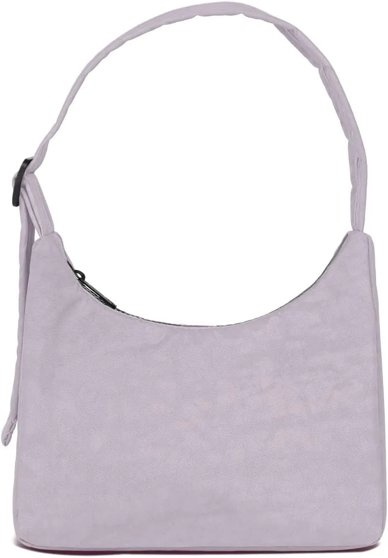 Nylon Shoulder Bag - Adjustable Quilted Strap, Structured Slouchy Design with Interior Zip Pocket