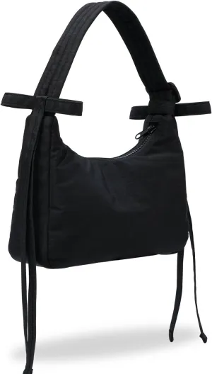 Nylon Shoulder Bag - Adjustable Quilted Strap, Structured Slouchy Design with Interior Zip Pocket