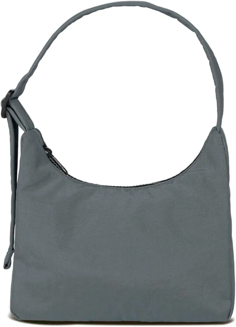 Nylon Shoulder Bag - Adjustable Quilted Strap, Structured Slouchy Design with Interior Zip Pocket