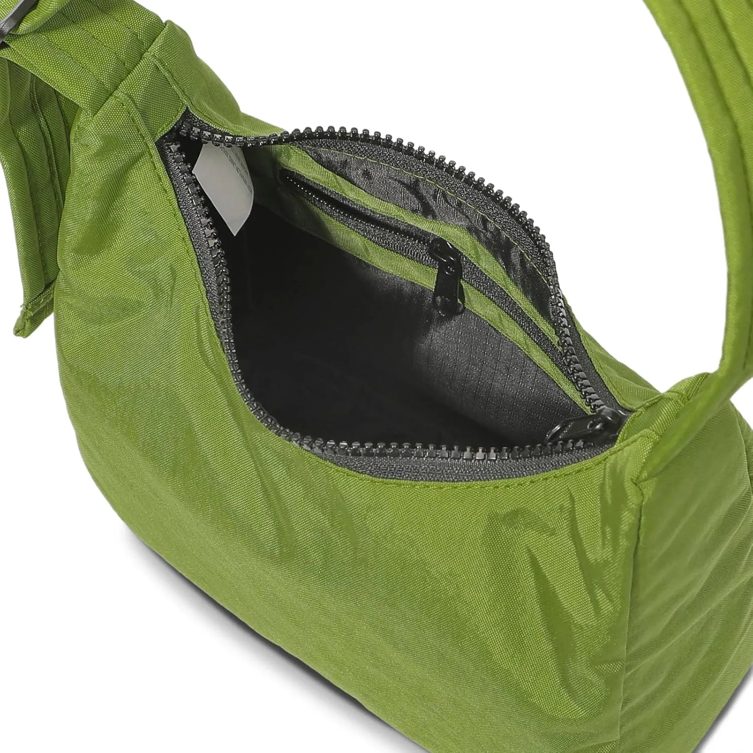 Nylon Shoulder Bag - Adjustable Quilted Strap, Structured Slouchy Design with Interior Zip Pocket