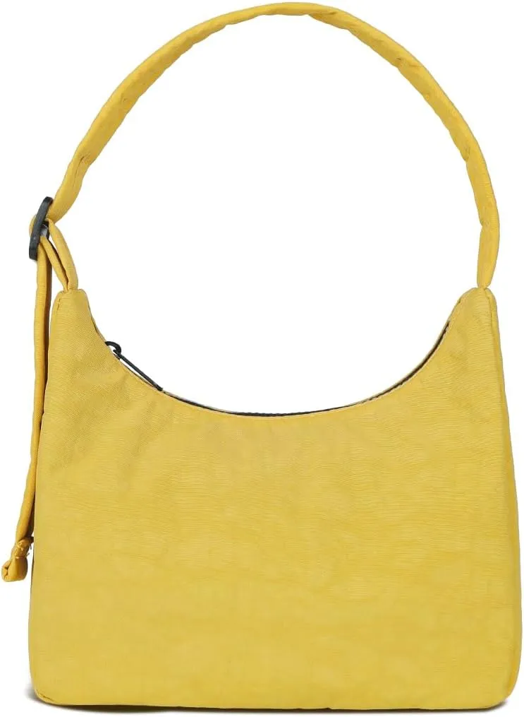 Nylon Shoulder Bag - Adjustable Quilted Strap, Structured Slouchy Design with Interior Zip Pocket