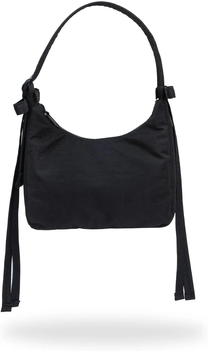 Nylon Shoulder Bag - Adjustable Quilted Strap, Structured Slouchy Design with Interior Zip Pocket