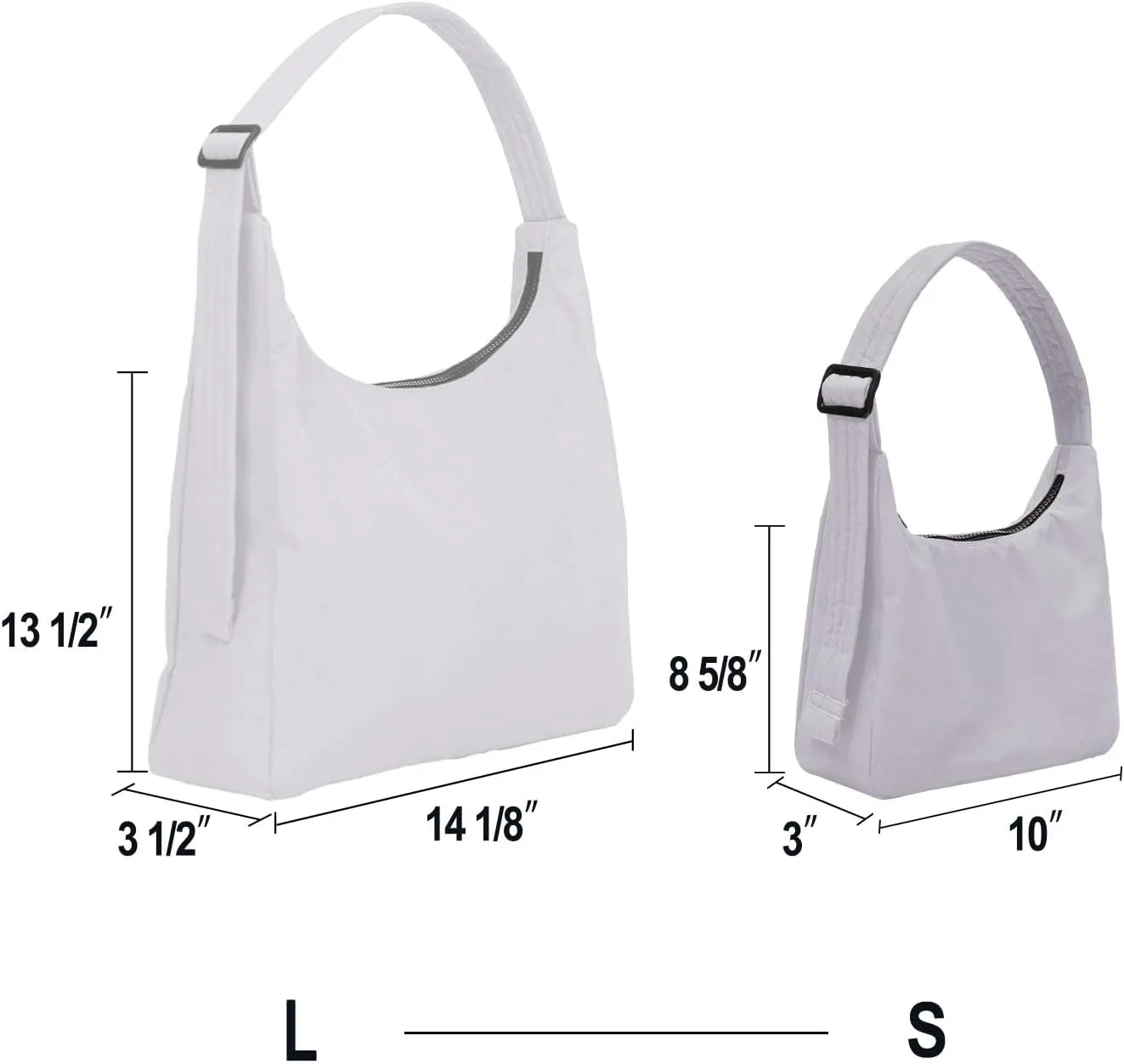 Nylon Shoulder Bag - Adjustable Quilted Strap, Structured Slouchy Design with Interior Zip Pocket