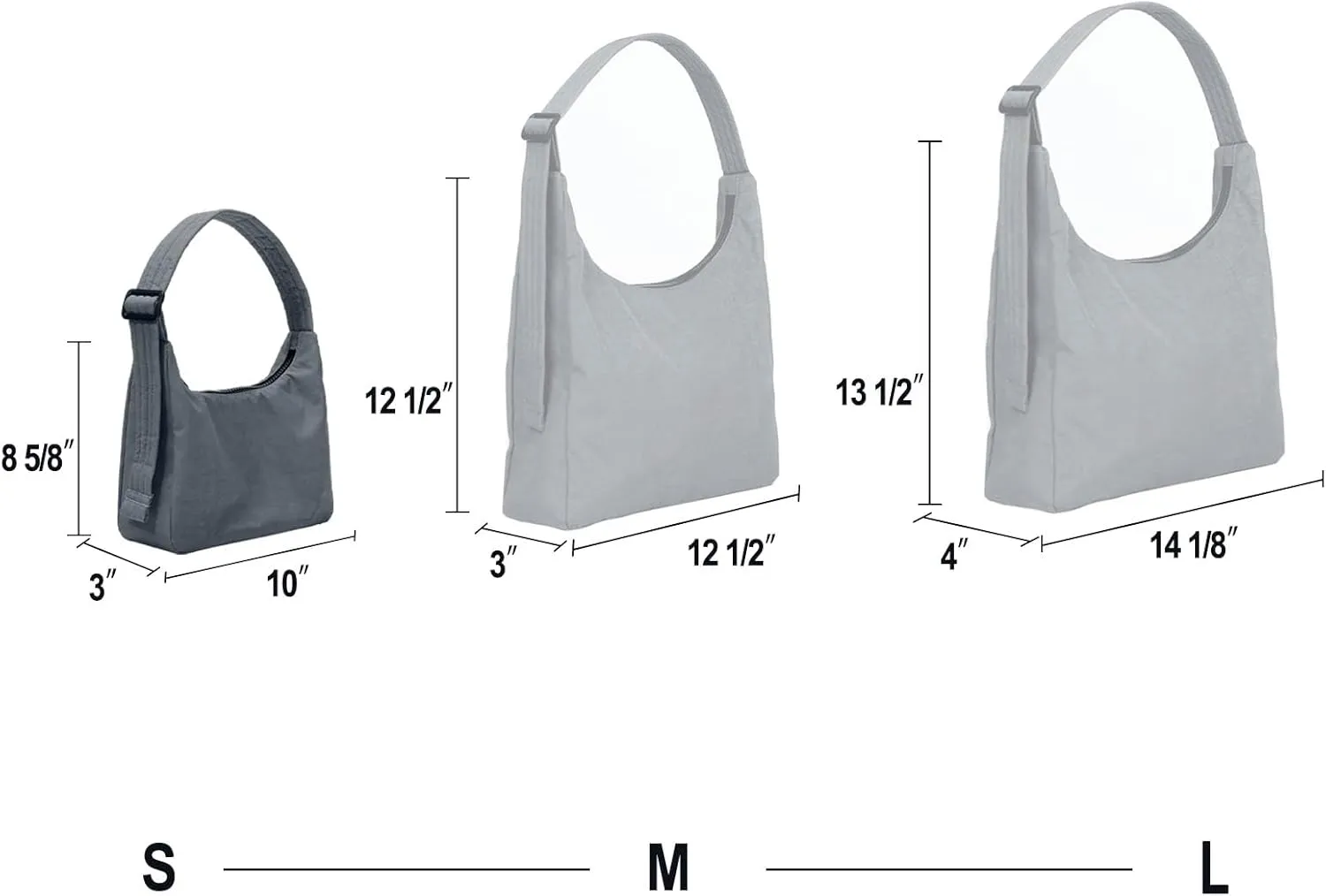 Nylon Shoulder Bag - Adjustable Quilted Strap, Structured Slouchy Design with Interior Zip Pocket