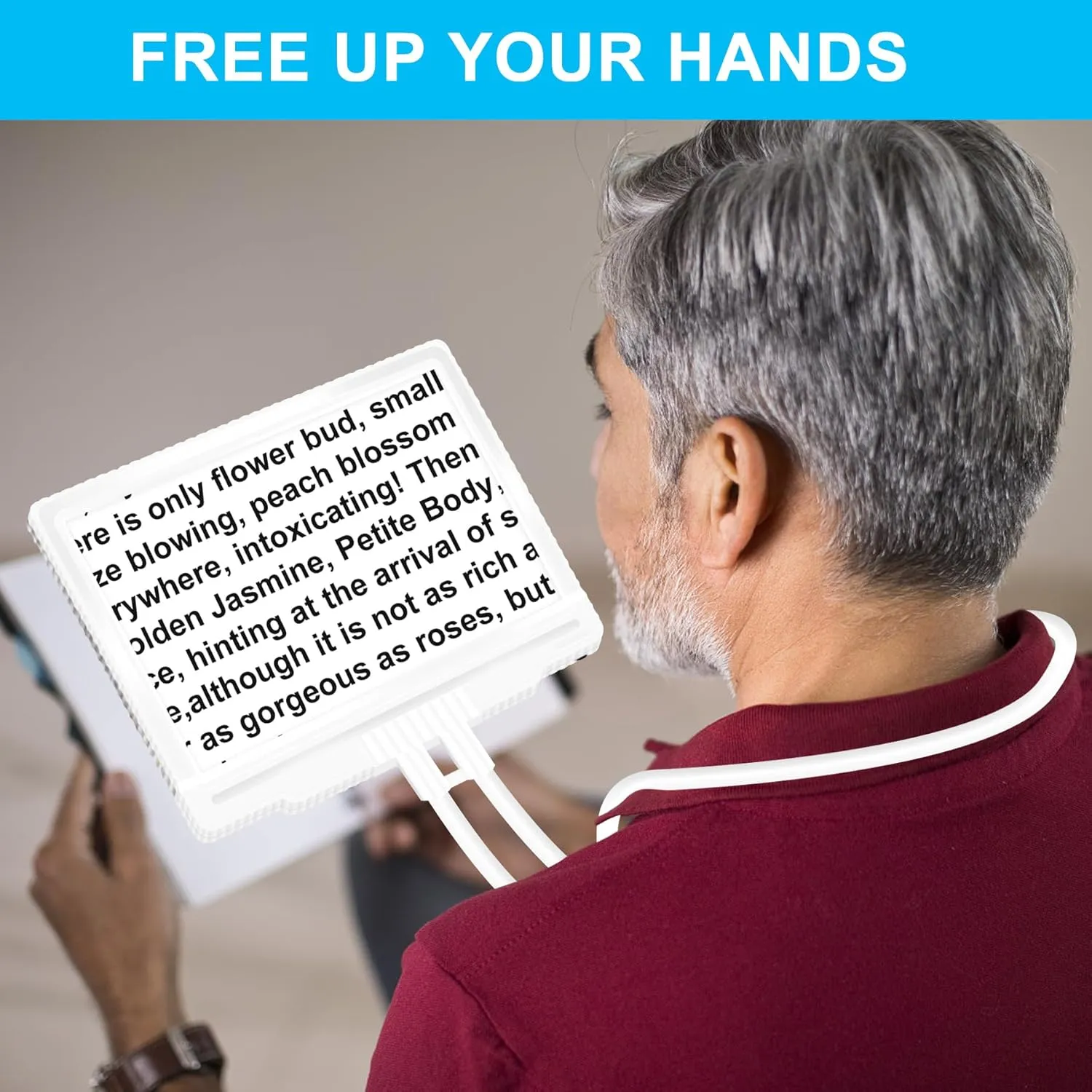 NZQXJXZ 5X Hands Free Magnifying Glass with Light and Stand 43 Ultra-Bright LED, Lighted Magnifying Glass, Full Page Magnifier for Reading, Small Print, Senior, Low Vision