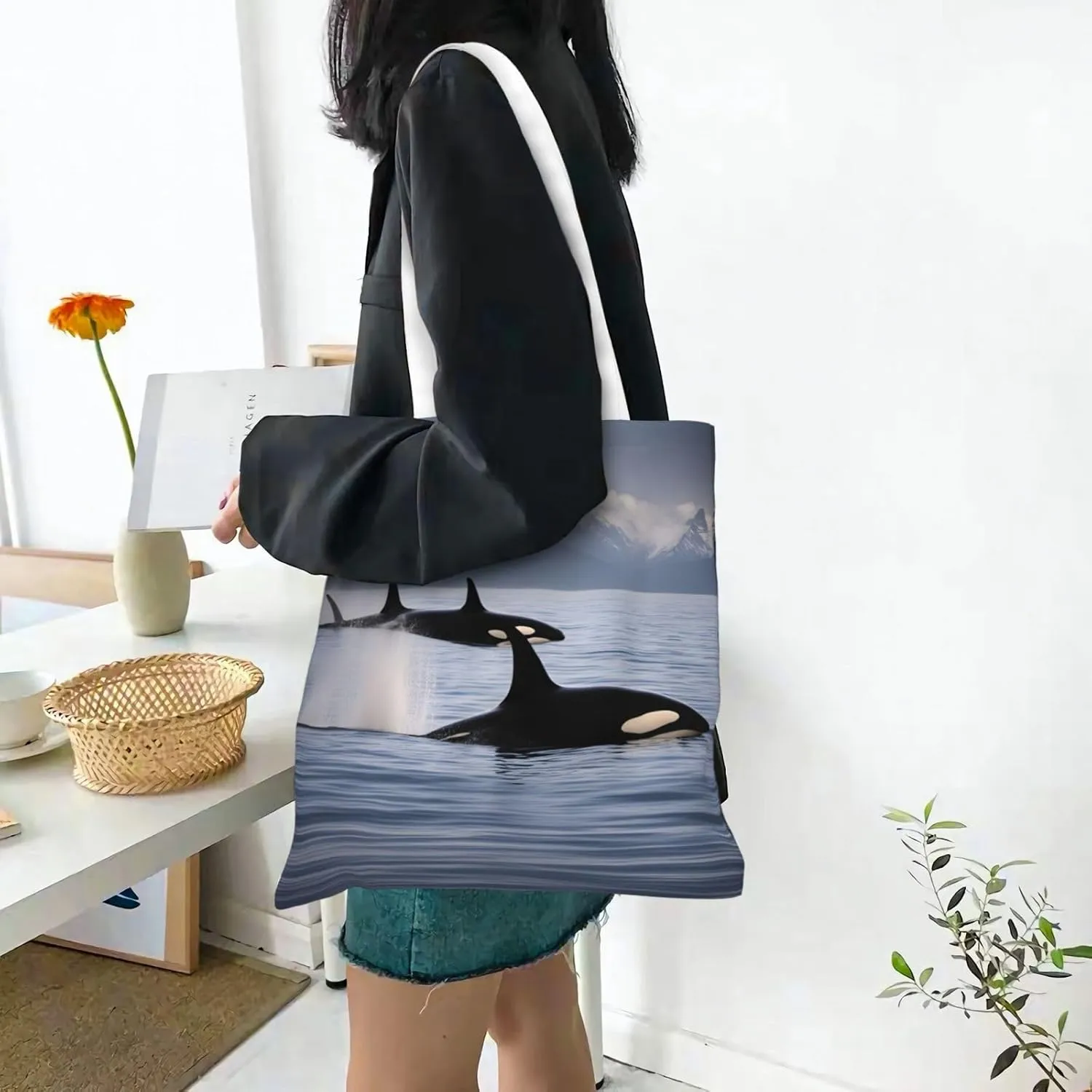 Ocean Sailboat Canvas Tote Bags For Women Handbag Tote Purse,Canvas Crossbody Bag For Office, Travel, School