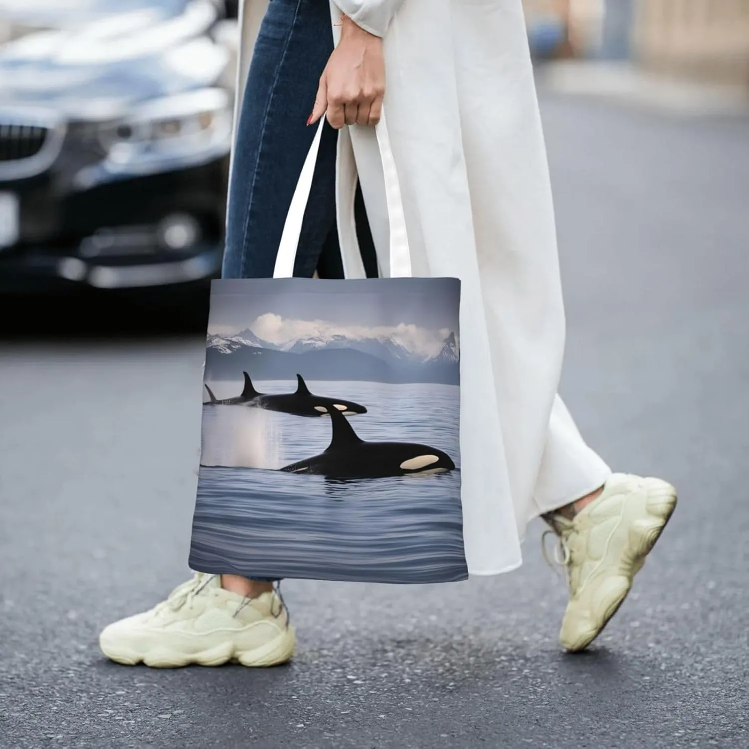 Ocean Sailboat Canvas Tote Bags For Women Handbag Tote Purse,Canvas Crossbody Bag For Office, Travel, School