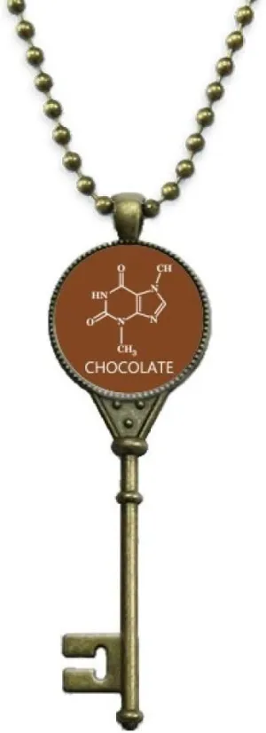 OFFbb-USA Chemical Molecular Structure Chocolate Key Necklace Pendant Tray Embellished Chain
