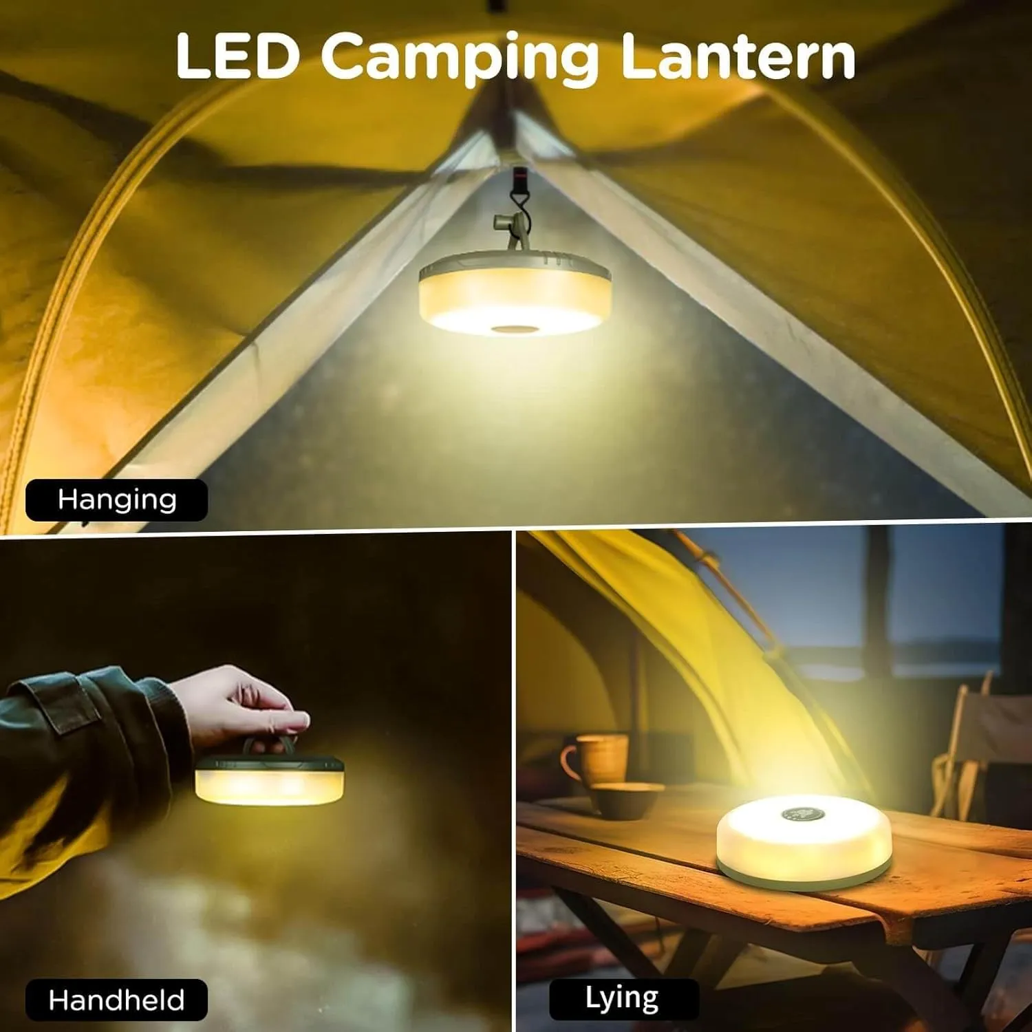 OGERY 2-Pack Camping String Lights, 4 in 1 Quick Storage 32.8FT Rechargeable Tent Lights String with 8 Lighting Modes, Hanging Waterproof Portable LED Lamp for Outdoor Patio Awning Party Essentials