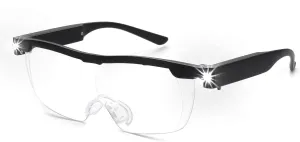 OKH 200% Magnifying Glasses with Light, Rechargeable LED Lighted Magnification Eyeglasses, Bright Sight Hands Free Magnifier Glasses for Close Work, Craft, Jewellers, Reading, Hobby