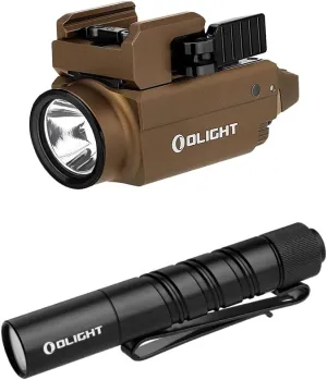 OLIGHT Baldr S 800 Lumens Compact Rail Mount Weaponlight with Green Beam and White LED Combo Bundle I3T 2 EOS Pocket EDC Flashlight, 200 Lumens Compact Bright Handheld Flash Lights