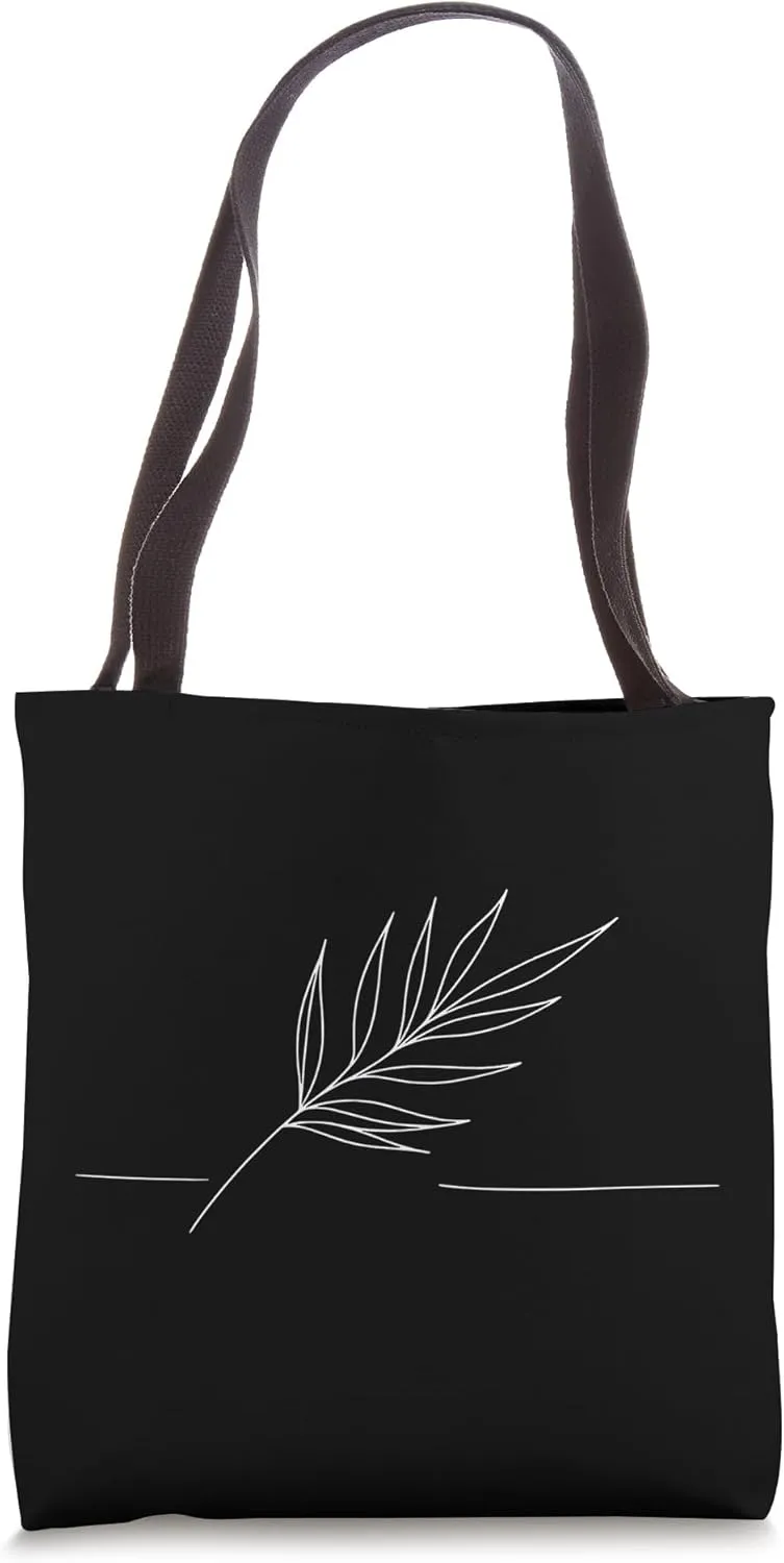 One Line Art Drawing Bamboo Leaf Tote Bag