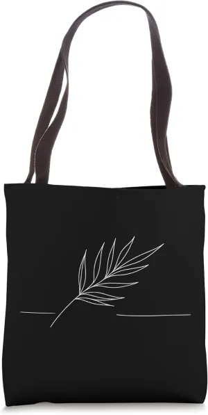 One Line Art Drawing Bamboo Leaf Tote Bag