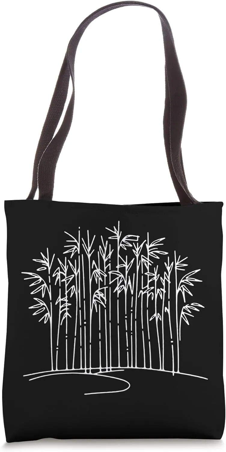 One Line Art Drawing Bamboo Stalks Tote Bag
