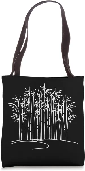 One Line Art Drawing Bamboo Stalks Tote Bag