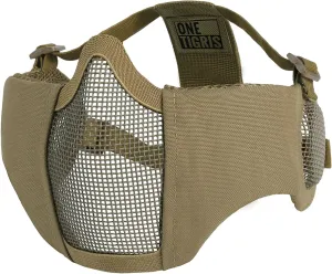OneTigris 6" Foldable Half Face Airsoft Mesh Mask with Ear Protection, Military Tactical Lower Face Protective Mask