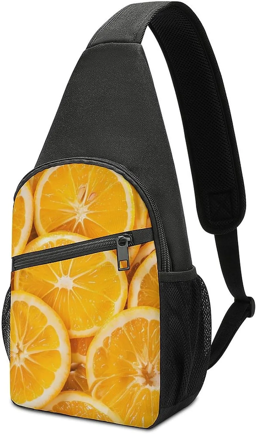 Orange Slices Casual Crossbody Bag Travel Shoulder Bag Hiking Chest Bag Sling Backpack with Pocket for Men Women