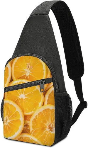 Orange Slices Casual Crossbody Bag Travel Shoulder Bag Hiking Chest Bag Sling Backpack with Pocket for Men Women