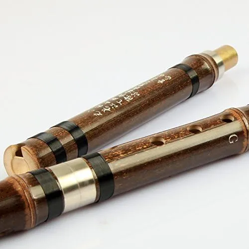 OrientalMusicSanctuary Professional Double Jointed (3 Section) Purple Bamboo Dong Xiao - Chinese Shakuhachi Xiao Flute (Right Handed, Key of G)