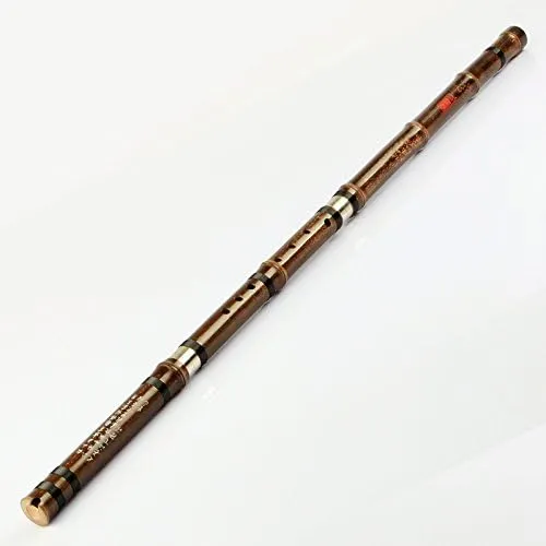 OrientalMusicSanctuary Professional Double Jointed (3 Section) Purple Bamboo Dong Xiao - Chinese Shakuhachi Xiao Flute (Right Handed, Key of G)