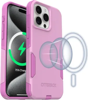 OtterBox iPhone 15 Pro MAX Commuter Series Case - MagSafe Edition - Pink, Slim & Tough, Pocket-Friendly, with Port Protection