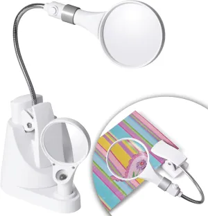 OttLite LED Clip & Freestanding Dual Magnifier Lamp - Adjustable Neck, Light for Crafting & Reading