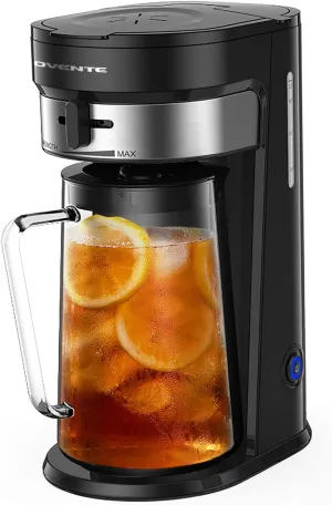 OVENTE 3-Quart Iced Tea and Coffee Maker, ETL Certified, Adjustable Brew Strength, Infuser Chamber, Reusable Filter, for Iced Coffee, Lattes, Lemonade, Flavored Water, Black CMT215B